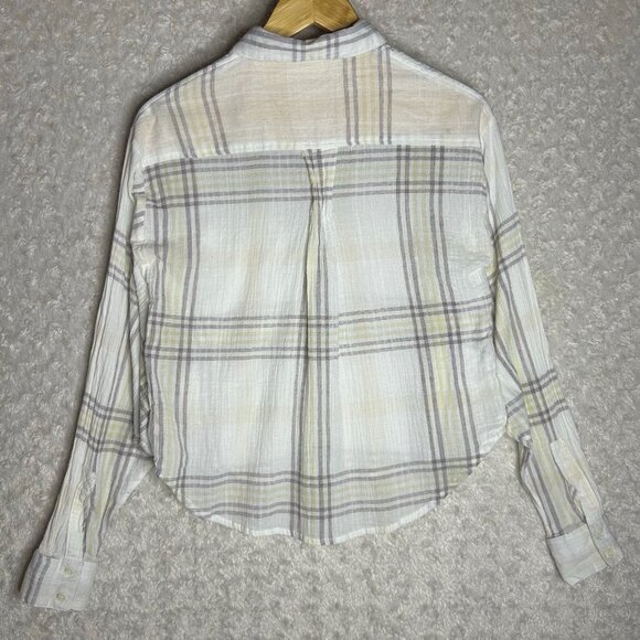 Free People Women’s‎ Small Cropped Button Down Batwing Long Sleeve Flannel - Picture 5 of 9